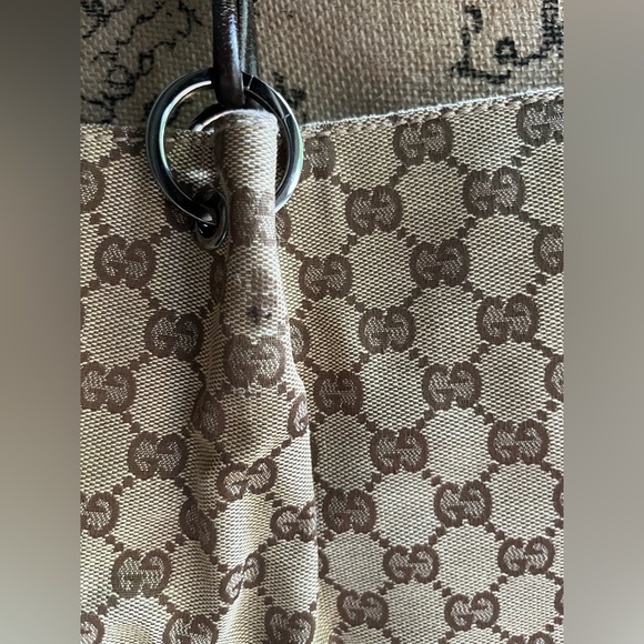 Authentic Gucci Tote Bag GG Canvas Brown Cinghiale Leather Great Condition! - Picture 16 of 16